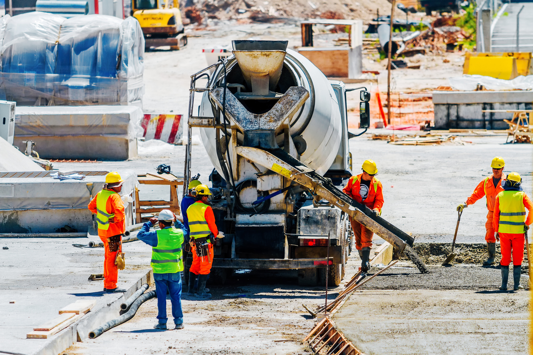 truck chute discharging into slab formwork